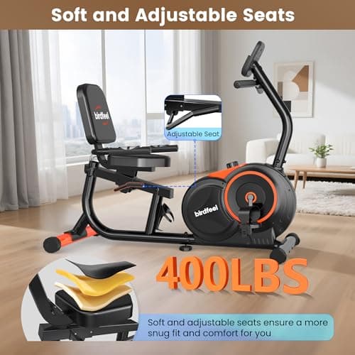 Recumbent Exercise Bike for Home,Recumbent Stationary Bikes for Adults & Seniors,Load Capacity of 400 pounds,Equipped with 16 Adjustable Gears, and Soft Adjustable Seats 2