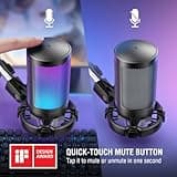 FIFINE Gaming PC USB Microphone, Podcast Condenser Mic with Boom Arm, Pop Filter, Mute Button for Streaming, Twitch, Online Chat, RGB Computer Mic for PS4/5 PC Gamer Youtuber-AmpliGame A6T 4