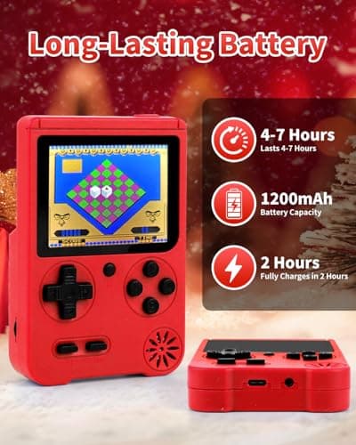 Handheld Games for Kids, Preloaded 500 Retro Classic Video Games, Portable Arcade Handheld Game Console with 3'' IPS Screen and Rechargeable Battery, Mini ravel Game system， Gifts for Boys Girls (red) 4