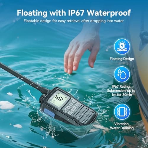 Retevis RM01P Marine Radio-RM01 Upgraded Version, IP67 Floating VHF Radio Handheld, 1750mAh, Type-C, NOAA, 88 Global Channels, Lightweight & Portable Maritime Radio,for Coastal Fishing Kayaking(1Pack) 3