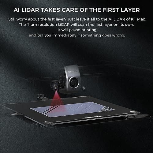 Creality K1 MAX 3D Printer Upgrade with 600mm/s Printing Speed 300°C High-Temperature Nozzle Direct Extruder Hands-Free Auto Leveling Dual Z Axes Stable Cube Frame 11.81x11.81x11.81inch 5