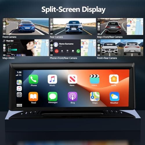 Wireless Carplay Screen for Car 2K Dash Cam, 8.1" HD Portable Car Stereo with Carplay & Android Auto, 1080P Backup Camera, Mirror Link/Bluetooth/GPS Navigation/Satellite Radio for All Vehicles 5