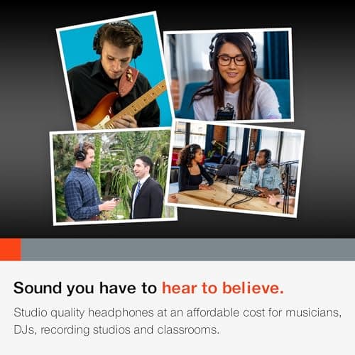 TASCAM TH-02 Professional Studio Monitor Headphones, Wired, Over Ear — for Recording, Podcast, DJ, Music and Guitar, with 1/4 Inch Jack Adapter 4