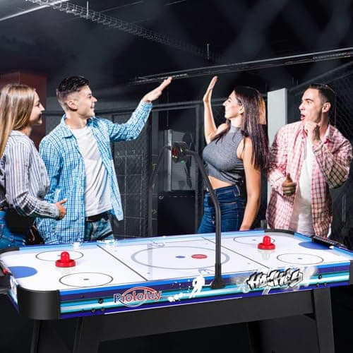 58" Air Hockey Table, Arcade Style with Powerful 700mA Motor, Accurate Digital LED Scoreboard on Overhead Gantry, Includes 2 Pucks and 2 Pushers 4