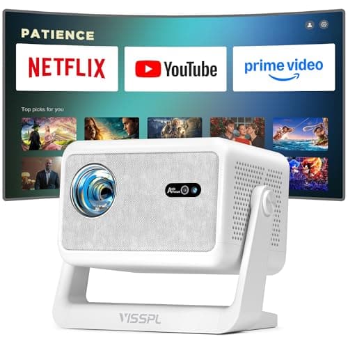 【Compatible with Netflix& 1800ANSI】Smart Projector with WiFi and Bluetooth, Auto Focus & Keystone Protable 4K Projector with Stand,Outdoor Home Theater Projector