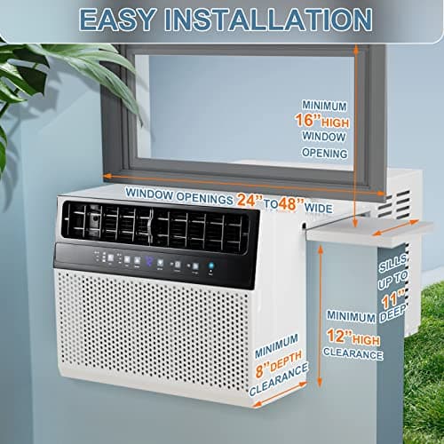 Antarctic Star 12,000 BTU Window Air Conditioners, U-Shaped Air Condtioner Unit Cools up to 550 Sq. Ft, 6 Modes 24H Timer Energy-saving Window AC Units, Full Window View, Easy to Install, White 2