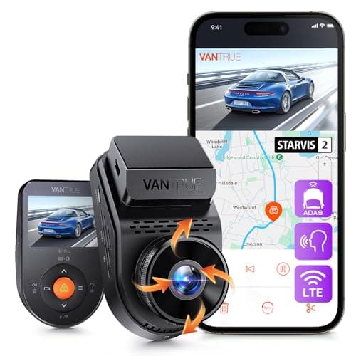 Vantrue S1 Pro AI Dash Cam Front STARVIS 2, 2.7K Mini Dash Camera for Cars, ADAS, App Control, Built-in GPS, G-Sensor, Loop Recording, Night Vision, 24H Parking Mode, 158°, 2" IPS, Support 512GB Max.