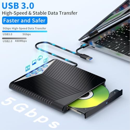Dainty External Blu-ray Drive Support for Blu-ray DVD/CD Player/Read/Write, USB 3.0 &/Type-C, Support for Blu-ray/DVD/CD, BD Drive, Windows 7-11 & Mac, PC-Compatible, M-DISC(Black) 3