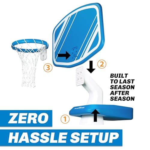 GoSports Splash Hoop Swimming Pool Basketball Game, Includes Poolside Water Basketball Hoop, 2 Balls and Pump – Choose Your Style 5