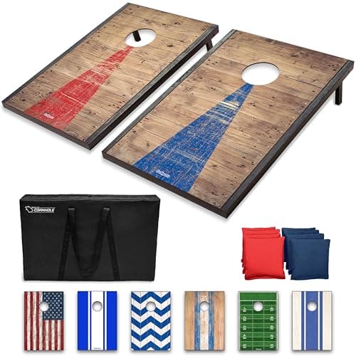 GoSports Classic Cornhole Set – Includes 8 Bean Bags, Travel Case and Game Rules (Choice of Style)
