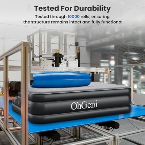 OhGeni 18" Luxury Air Mattress Queen with Built-in Pump, Silk Foam Topper Inflatable Bed for Superior Comfort, Premium Blow-Up Mattress for Home & Guest, Easy Setup, Extra Support, Black 5