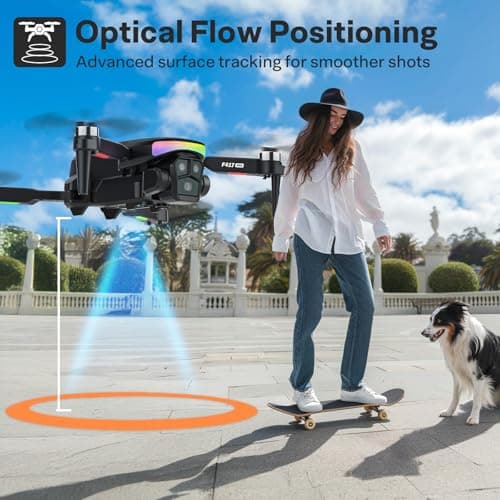 Drone with 4K Camera Screen Remote Control,RGB LED Light FPV Drone Quadcopter for Adults Beginners,Headless Mode Altitude Hold Optical Flow Positioning,One Key Start/Land Foldable,3 Speed Modes 5