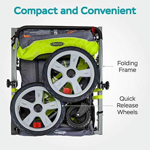 Instep Quick-N-EZ Double Tow Behind Bike Trailer, Converts to Stroller/Jogger, Green 5