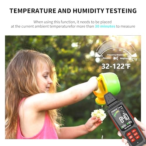 EMF Detector, TEMIRUP 5 in 1 Handheld EMF Meter Radiation Detector, Detects EF, RF, MF, WiFi Signal,Temperature, Humidity, Rechargeable EMF Reader with Large Color LCD for Home, Office, Ghost Hunting 5