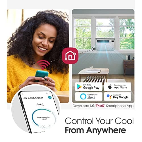 LG 10000 BTU Window Air Conditioners [2023 New] Dual Inverter Remote WiFi Enabled App Ultra-Quiet Washable Filter Cools 450 Sq.Ft AC Unit air conditioner Easy Install White LW1022FVSM 4