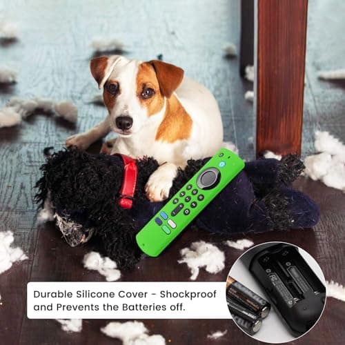 2-Pack Glowing Green + Glow Blue Remote Cover Compatible with Amazon Fire TV Stick, HD, 3rd Gen., 4K Remote Controls, Anti-Slip Silicone Protective Case with Lanyard, GITD! 4