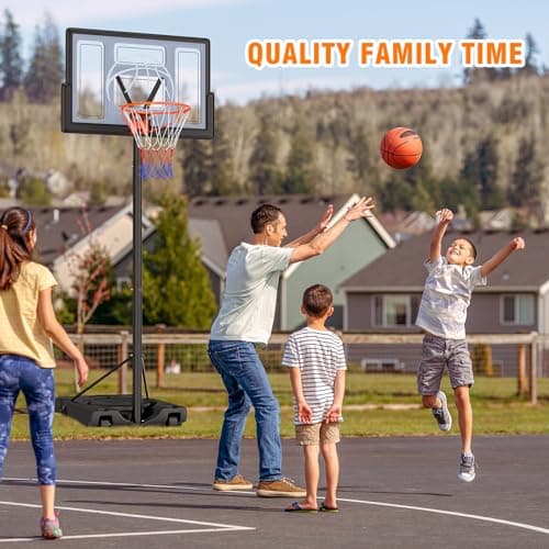 Yohood Basketball Hoop Outdoor 10ft Adjustable, Portable Basketball Hoop Goal System for Kids Youth and Adults in Backyard/Driveway/Indoor, 44 Inch Shatterproof Backboard and Larger Base 2