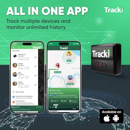 Tracki GPS Tracker for Vehicles – Real-Time 4G LTE Assets & Car Tracking Device with App, Magnetic Mount, Compact Design, Worldwide Coverage – iOS & Android (Subscription Required) 4