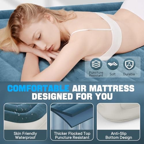 VOSSER Twin Air Mattress with Built-in Pump,Fast & Easy Inflation/Deflation Inflatable Mattress, Foldable Blow Up Mattress with Storage Bag, Inflatable Bed for Home, Camping & Guests 4