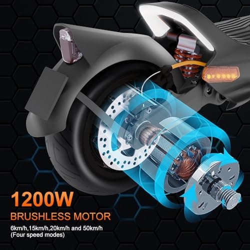 CUNFON Electric Scooter, 1200W Motor, MAX 50 Miles Long Range & 31 mph Top Speed, with 10.5" Off Road Tires, Dual Brake & Dual Suspension Commuting E-Scooter for Adults and Teens 5