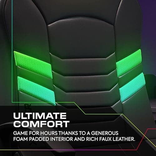 X Rocker Aries Youth RGB LED PC Video Gaming Chair with Audio Speakers, Kids Pedestal Chair for Gamers, Swivel & Rock Base, Black, Gifts for Gamers 4