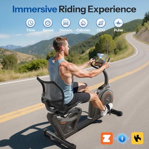 Niceday Recumbent Exercise Bike, Recumbent Bike for Home, Recumbent Stationary Bike 400LBS Weight Capacity, Magnetic Recumbent Bike with Smart APP, LCD Monitor, Heart Rate Handle 4