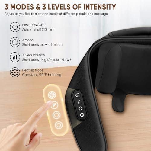 Hadrono Shiatsu Neck and Back Massager, Shoulder Massager for Pain Relief Deep Tissue, Cordless 4D Deep Tissue Kneading Massage Pillow with Heat for Neck, Back, Legs, Massager Gifts for Men Women 5