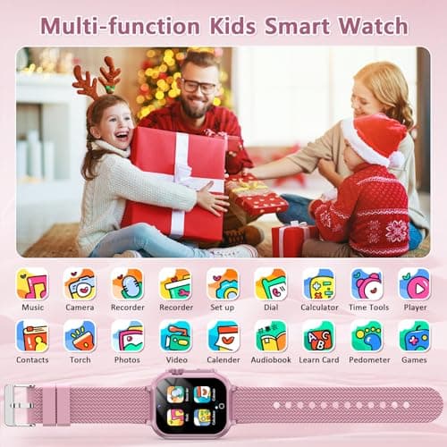 wepfum Kids Smart Watch for Girls Ages 5-12 with 32 Games, HD Touch Screen, Camera, Video/Audio Recording, Music Player, Alarm Clock 12/24, Christmas Birthday Gifts Toys for Girls Ages 4 5 6 7 8 9 10 4