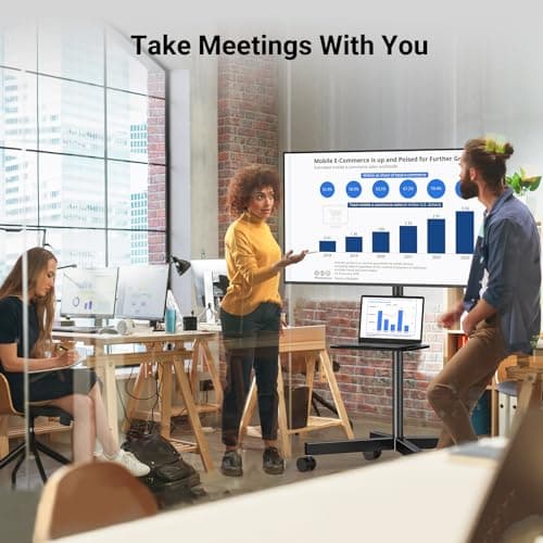 PERLESMITH Mobile TV Stand for 23-60 Inch LCD LED Flat/Curved Screen TVs, Tilt TV Cart Holds up to 88Lbs, Portable TV Stand with Laptop Shelf, Rolling TV Floor Stand Max VESA 400x400mm (PSTVMC06) 2