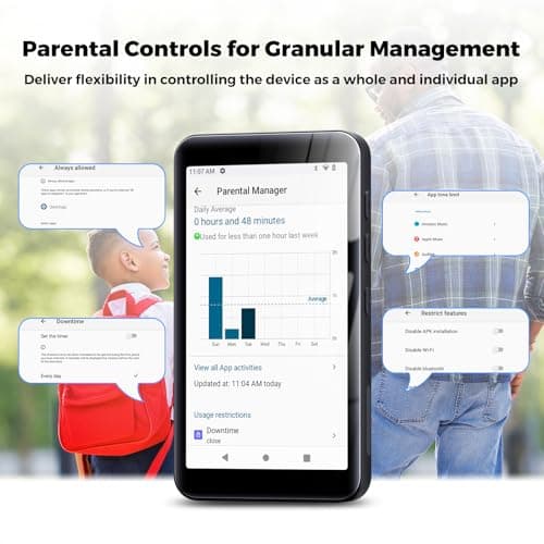 160GB innioasis MP3 Player with Bluetooth and WiFi, MP3 Player with Spotify, Spotify Kids, Pandora, Play Store, Parental Manager App, Calm, 4" HD Full Touch Screen MP4 Music Player for Kids (Black) 3