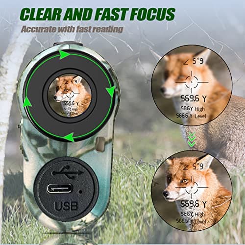 REVASRI Hunting Laser Rangefinder with Rechargeable Battery 1000 Yards Hunting Range Finder with Target Acquisition Technology Easy-to-Use Clear Accurate Rangefinders for Hunters 5