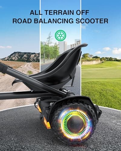Gyroor Scooter with Adjustable Seat Attachment, 6.5" All-Terrain Self Balancing Scooter, 500W Motor, LED Lights & Bluetooth for Kids and Adults, Black 5