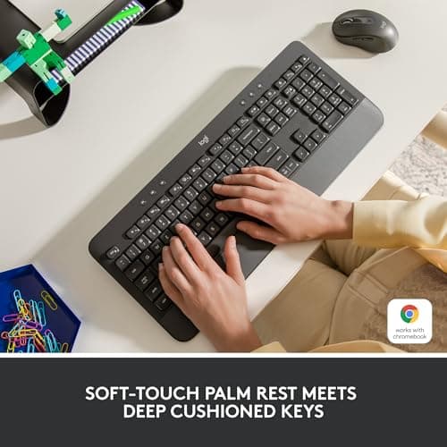 Logitech Signature K650 Comfort Full-Size Wireless Keyboard with Wrist Rest, BLE Bluetooth or Logi Bolt USB Receiver, Deep-Cushioned Keys, Numpad, Compatible with Most OS/PC/Window/Mac - Graphite 2