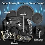 Hotec Wireless Bluetooth Portable PA Speaker System, Powerful Bluetooth Karaoke Machine with Dual Wireless Microphones for Karaoke, Wedding, Party, Teaching, Lecture, Church, Outdoor Indoor Activities 2