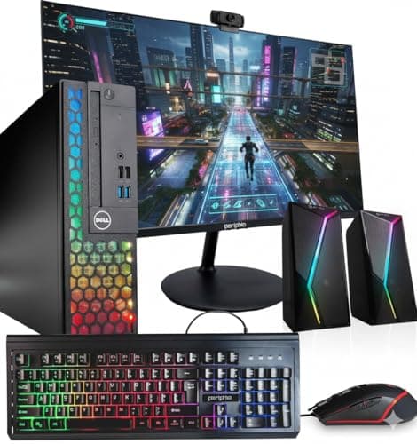 Dell Optiplex 3060 (RGB) Desktop Computer | Hexa Core Intel i5 (3.2) | 16GB DDR4 RAM | 1TB SSD | 24" New LCD | Windows 11 Pro | Light Gaming PC (Renewed)