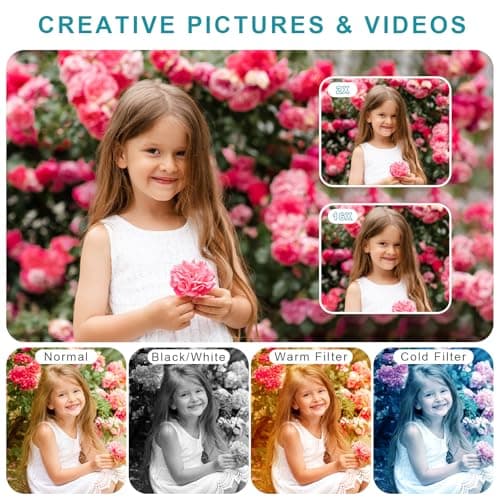 Digital Camera, Camera for Kids, UHD 4K 48MP Point and Shoot Digital Cameras with 64GB SD Card and 16X Digital Zoom Anti Shake, Compact Portable Small Gift for Boys Girls Students, Black 3
