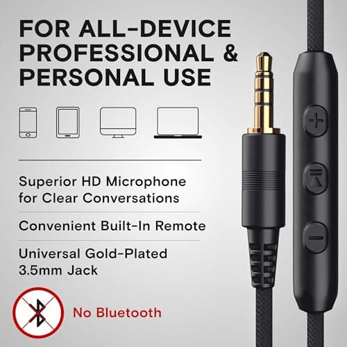 ARTIX CL750 Wired Headphones with Mic & Volume Control — Noise Isolating On-Ear Headphones for Computer and Laptop Wired, Plug in Corded Headphone Over Ear with Wire (Foldable, Aux Jack 3.5mm) 5