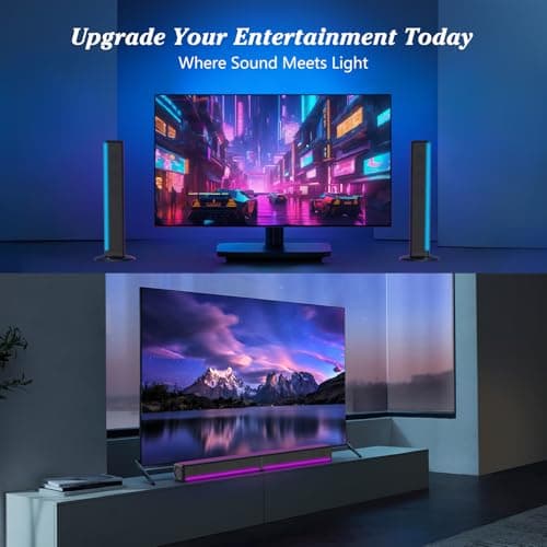 TV Sound Bar, Soundbar with RGB LED Lights & 2.1CH Bluetooth Speaker Surround System, 180W Surround Sound, AUX/Optical/HDMI ARC Home Theater Speaker, 2 in 1 Detachable for Smart TV/Projector/Gaming/PC 2