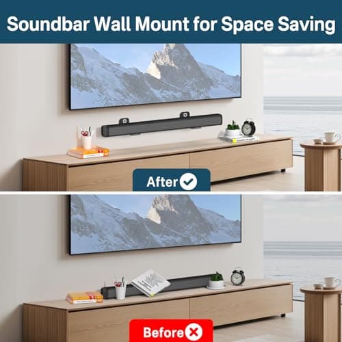 notiela Soundbar Mount Shelf for Samsung, Sony, LG, Vizio, Bose, Onn and More Soundbar Wall Mount Bracket - Sound Bar Mounts Under TV Mounting Bracket 4