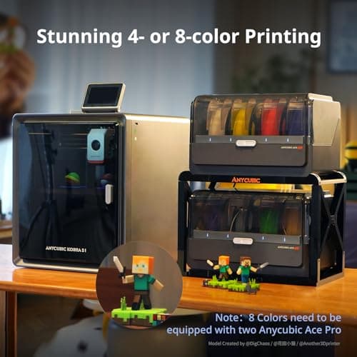 Anycubic Kobra S1 Combo Multicolor 3D Printer with Anycubic ACE PRO, 4 Multicolor, Drying and Printing at the Same Time, 600mm/s Fast Speed with 320℃ Hotend, Built-in Camera 44dB Quiet 250*250*250mm 4