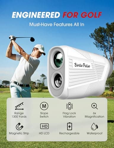 Golf Rangefinder with Slope & Magnet，1300 Yards Range Finder for Golf，Flag Locking Vibration，6-6.5X Magnification & HD LCD，Rechargeable Golf Range Finder 2