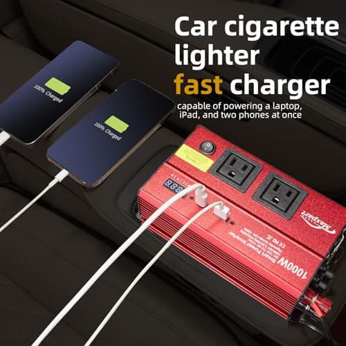 TWING Car 1000w Inverter,12v DC to 110v Power Inverters for Vehicles 1000 watt with Dual AC Outlets 3.0A USB and Type-C,12 Volt Inverter Car Cigarette Lighter Battery 5