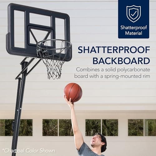 Best Choice Products 4.4-10ft Adjustable Regulation Basketball Hoop, Portable Goal w/Shatterproof Backboard, Ball Return, Base Gel - Black 5