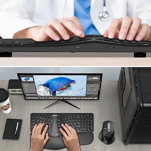 Arteck Split Ergonomic Keyboard with Cushioned Wrist and Palm Rest, 2.4G USB Wireless Comfortable Natural Ergonomic Split Keyboard, for Windows Computer Desktop Laptop 5
