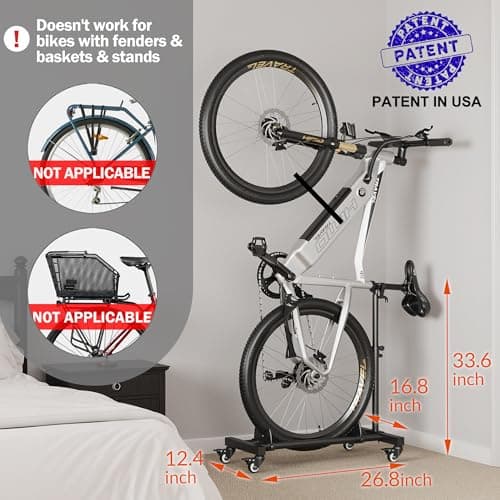 Sttoraboks Vertical Bike Stand, Freestanding Bike Rack Garage Storage Upright Bicycle Floor Stand Indoor Bike Holder with Adjustable Height for Garage & Apartment - for Wheels Sizes up to 29” 2