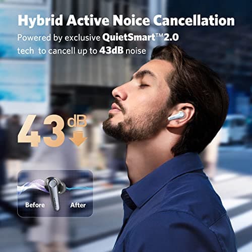 EarFun Air Pro 3 Noise Cancelling Wireless Earbuds, Qualcomm® aptX™ Adaptive Sound, 6 Mics CVC 8.0 ENC, Bluetooth 5.3 Earbuds, Multipoint Connection, 45H Playtime, App Customize EQ, Oat White 3