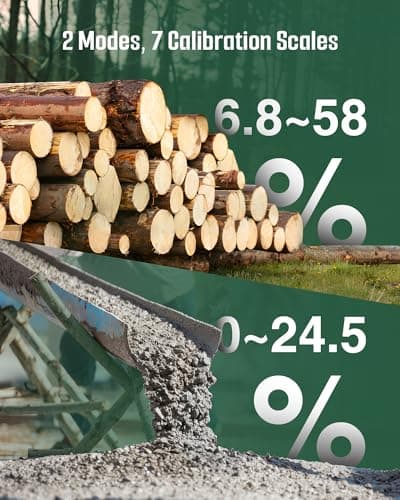 Wood Moisture Meter, TESMEN TWM-186 Portable Pen Moisture Meter, Pin-Type Humidity Tester with 2 Modes, 7 Calibration Scales for Wood, Firewood, Lumber, Bricks, Floors, Walls - Green 4