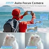 4K Digital Camera for Photography and Video, Autofocus 48MP Vlogging Camera for YouTube with 3'' 180°Flip Screen 16X Zoom Compact Travel Cameras with SD Card, 2 Batteries, Anti-Shake, Flash (Black) 3