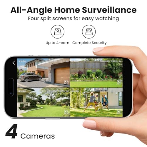SOLIOM- 5MP Security Cameras Wireless Outdoor, No Subscription,4-Cam Pack, Solar Powered Home Security Camera with 360° Auto Tracking, Pan & Tilt, 3K Color Night Vision,5G & 2.4G Router Compatible 5