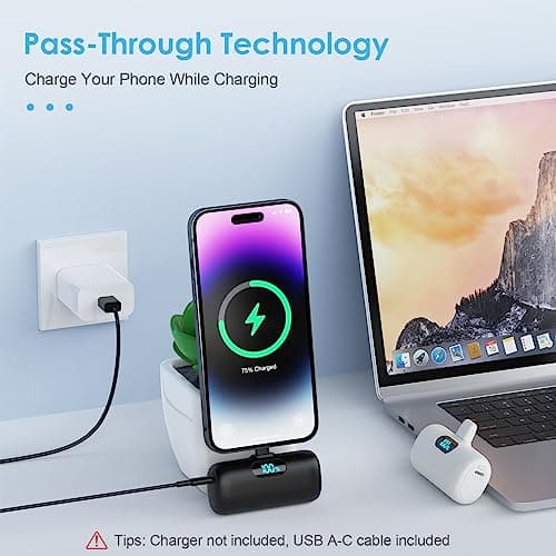 [2 Pack]Small Portable Charger for iPhone,Upgraded 5000mAh PD Fast Charging Power Bank,Cute Mini Portable Phone Charger Battery Pack Compatible with iPhone 14/14 Pro Max/13/13 Pro/12 Pro/11/XR/X/8 etc 2